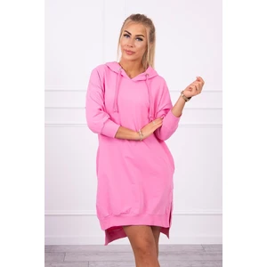 Dress with a hood and longer back light pink