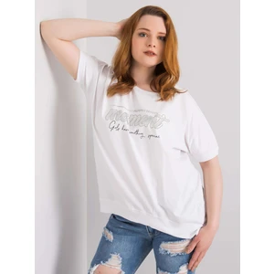 White oversized blouse with an inscription