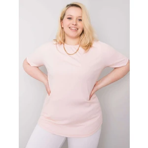 Light pink plus size striped blouse