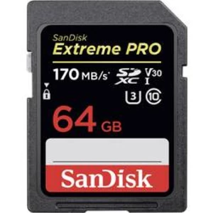 SDXC karta, 64 GB, SanDisk Extreme® PRO, Class 10, UHS-I, UHS-Class 3, v30 Video Speed Class, podpora videa 4K