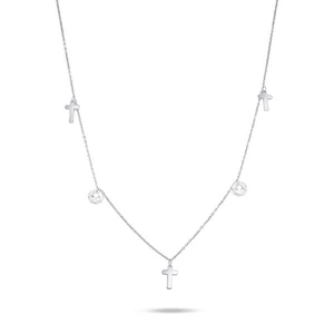 Brilio Štýlový náhrdelník z bieleho zlata s krížikmi NCL059AUW
