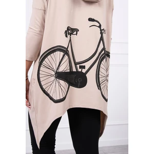 Sweatshirt with a bicycle print beige