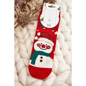 Women's Christmas Snowman Socks Red
