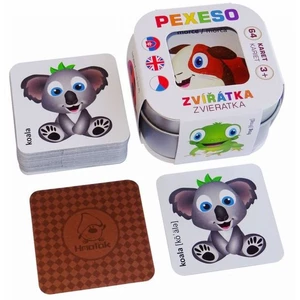 Pexeso Zvířátka -- 64 karet v plechové krabičce 6x6x4cm [Karty]