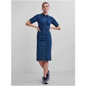 Blue Denim Shirt Dress Pieces Vaya - Women