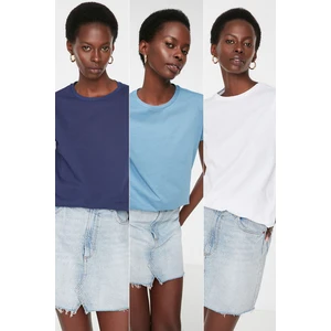 Trendyol Multicolor Crew Neck 3-Pack Basic Knitted T-Shirt