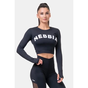 Nebbia Long Sleeve Thumbhole Sporty Crop Top Negro M