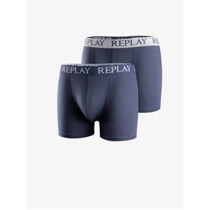 Set of two men's boxer shorts in gray-blue Replay - Men's