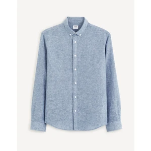 Celio Shirt Bachamblin linen and cotton - Men