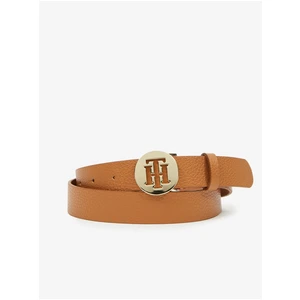 Hnědý dámský kožený pásek Tommy Hilfiger Round Belt 3.0 - Dámské