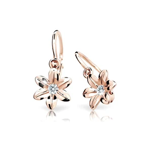 Cutie Jewellery Detské náušnice z ružového zlata C1993-10-X-4 biela
