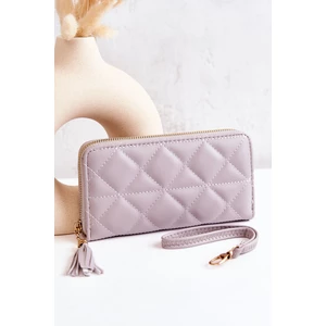 Large Quilted Wallet With Stripe Grey Jeffrey