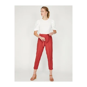 Koton Women's Brown Waist Tie Trousers
