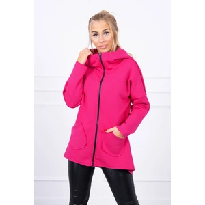 Insulated sweatshirt with longer back and pockets fuchsia