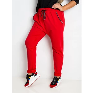 Czerwone spodnie bawełniane plus size