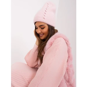 Women's winter hat in light pink color