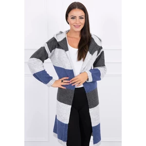 Three-color striped sweater graphite + grey + jeans