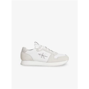 Cream-white mens sneakers with suede details Calvin Klein Jeans - Men