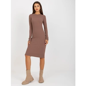 Basic brown striped dress