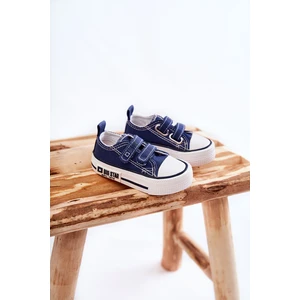 Kids fabric sneakers with Velcro BIG STAR KK374075 Navy blue