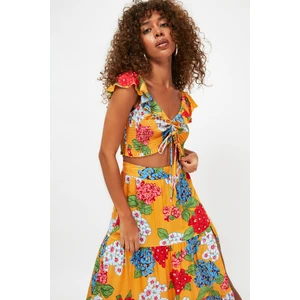 Trendyol Colorful Flower Wzorzyste wiskozowe dolne-top zestaw