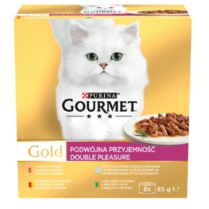 Gourmet Gold Multipack hovězí s kuřetem/králík s játry/mořské ryby se špenátem/kachna s krůtou 8x85g