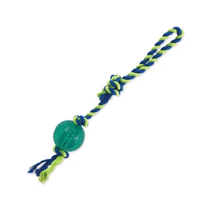 Míček házecí s provazem smyčka Dog Fantasy Dental Mint zelený 7x50cm