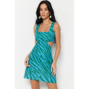 Trendyol Abstract Pattern Mini Weave Cut Out/Window 100% Cotton Beach Dress
