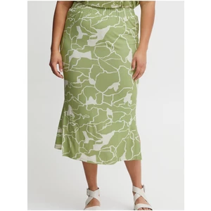 Bílo-zelená dámská vzorovaná midi sukně Fransa - Dámské