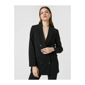 Koton Double Breasted Buttoned Blazer with Flap Pocket Detailed