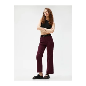 Koton High Waist Cargo Pants with Side Pockets Detail.