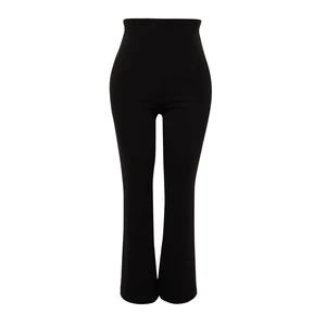 Trendyol Curve Black High Waist Knitted Trousers with Slits on the Sides