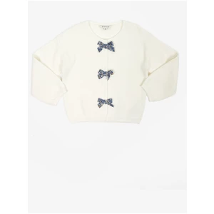 White Girl Rib Sweater with Bows Tom Tailor - Girls
