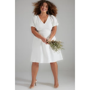 Trendyol Curve White V-Neck Woven Bridal Dress
