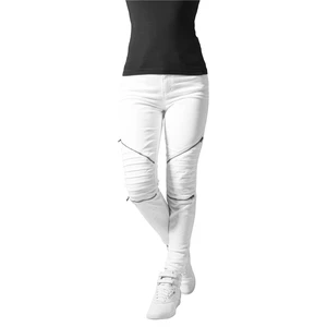 Women's stretch biker trousers white