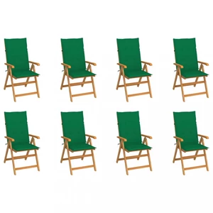 Zahradní polohovací židle 8 ks akácie / látka Dekorhome Tmavě zelená,Zahradní polohovací židle 8 ks akácie / látka Dekorhome Tmavě zelená