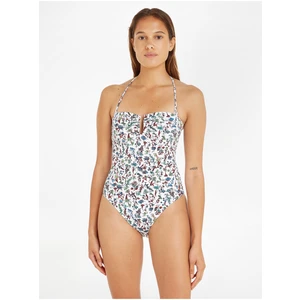 White Women's Floral One Piece Swimwear Tommy Hilfiger Underwear - Women