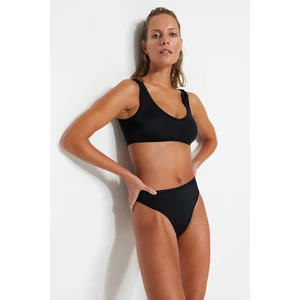 Trendyol Black Thong High Waist High Leg Bikini Bottoms