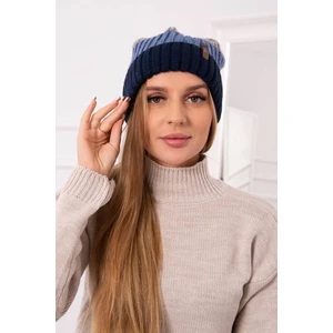 Beanie with fleece Bojana K265 dark blue+turquoise+dark gray