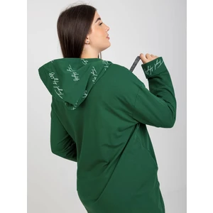 Dark green large zippered sweatshirt with text