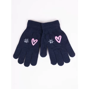 Yoclub Kids's Girls' Five-Finger Gloves RED-0012G-AA5A-014 Navy Blue