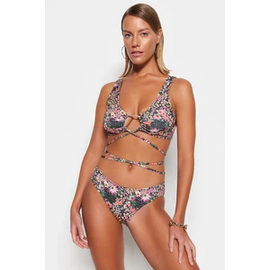 Trendyol Floral Patterned Bikini Bottoms with Regular Legs