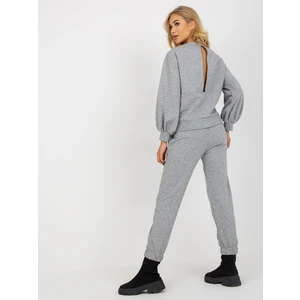 Grey women's casual set with sweatshirt and trousers