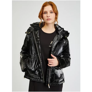 ARMANI EXCHANGE Black Quilted Glossy Jacket with detachable hood Armani Exc - Ladies