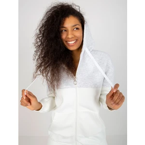 Grey and ecru basic long hoodie
