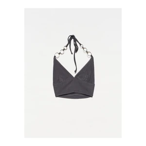 Dilvin Crop Top - Grau - Unifarben