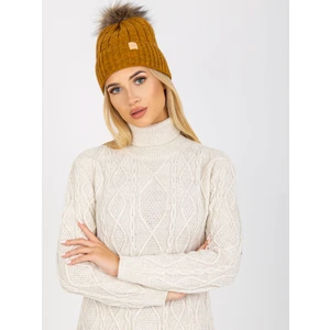 Mustard winter beanie with pompom RUE PARIS