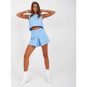 Light blue two-piece elegant set with shorts