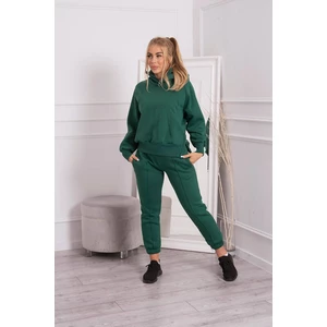 Insulated set with turtleneck and hood dark green