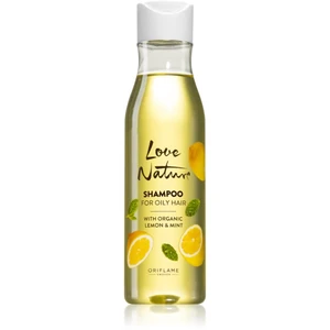 Oriflame Love Nature Organic Lemon & Mint hĺbkovo čistiaci šampón pre mastné vlasy 250 ml